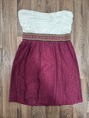 LunaChix White Strapless Smocked Mini Dress - Large